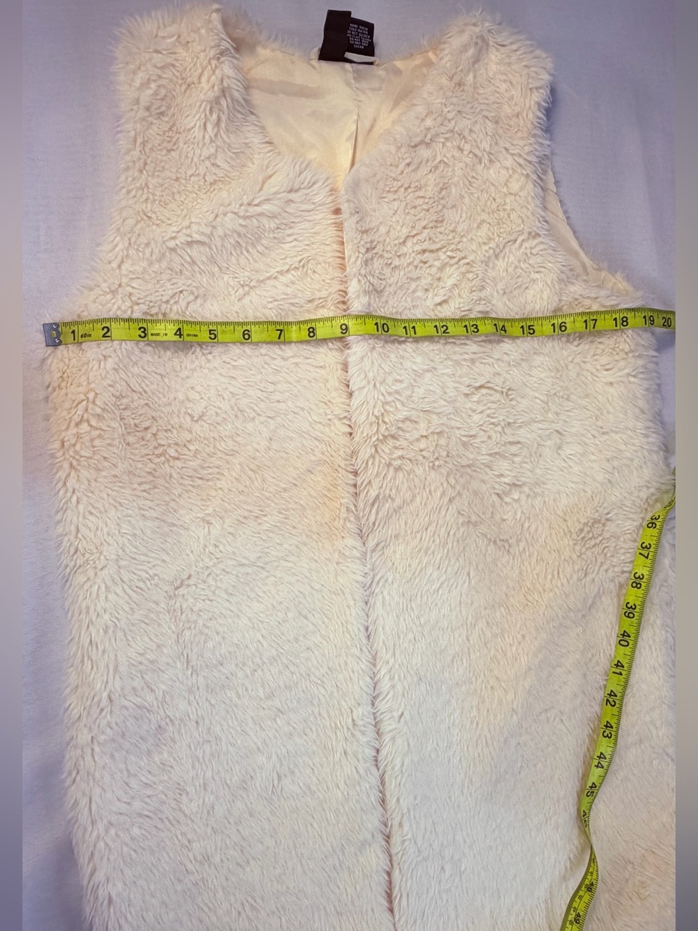 Windsor Women’s Faux Fur Sz M Shaggy Boho Glam Beige Neutral Hook & Eye Closure - Picture 8 of 8